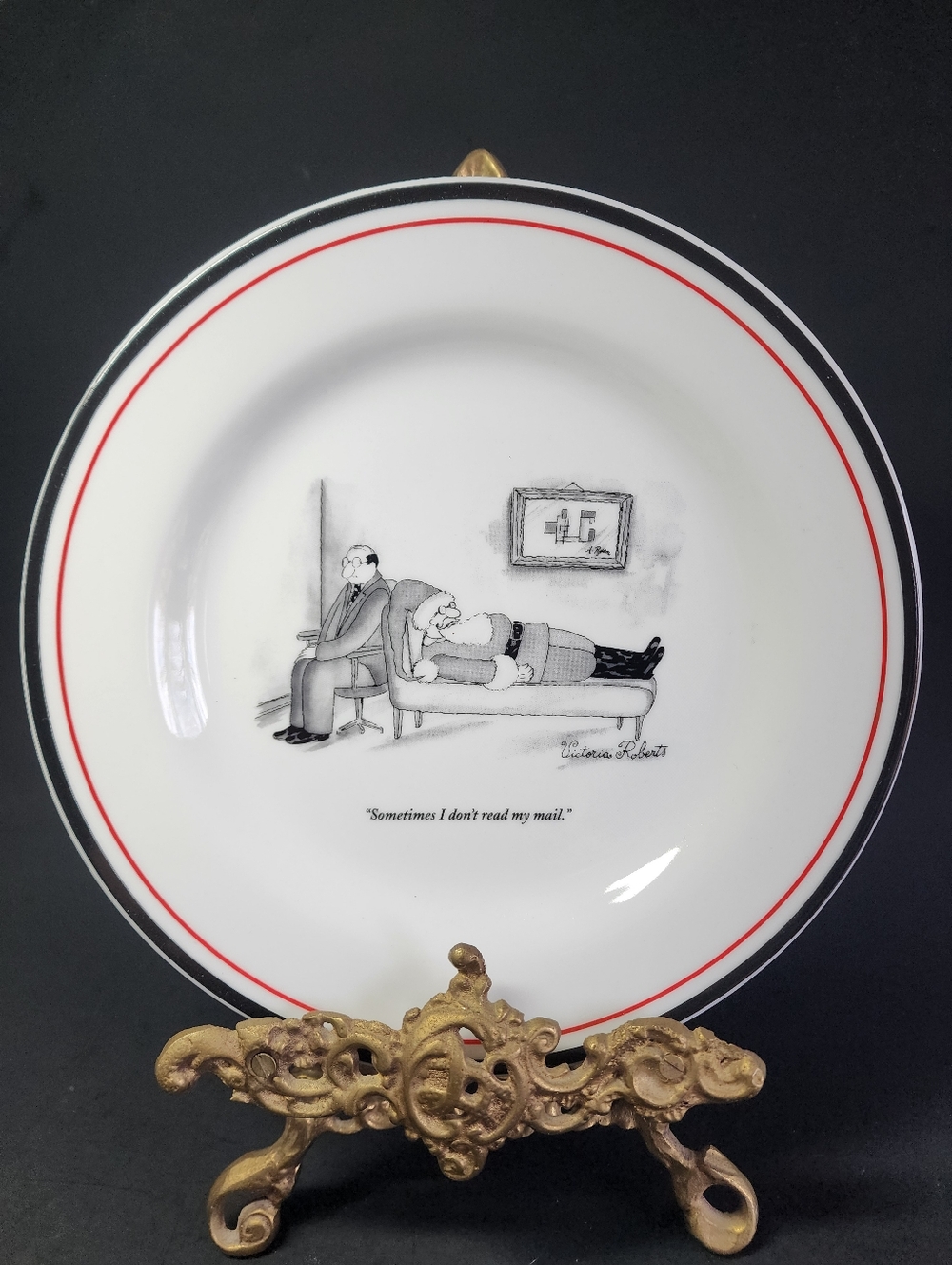 The New Yorker Santa Claus Cartoon Funny Witty Christmas Porcelain Plate 8" 2000